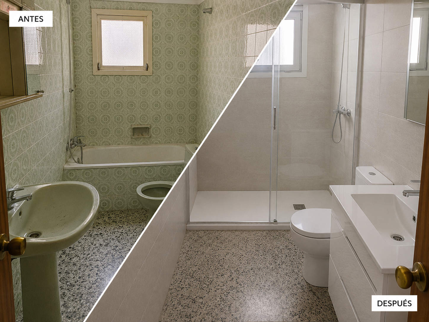 Reforma de baño moderna con plato de ducha realizada por Reformas Tena en Barcelona