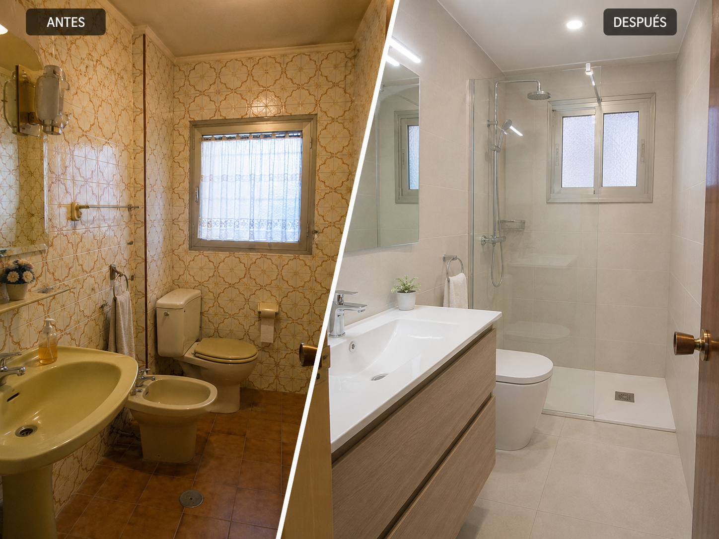 Antes y después de reforma de baño