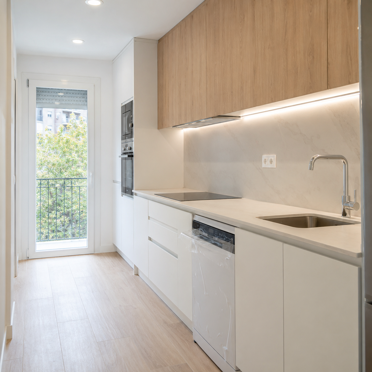 Cocina reformada en Barcelona con atención a mobiliario, iluminación y zonas de trabajo